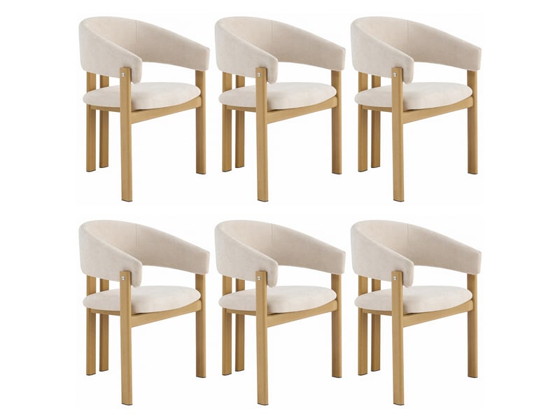  Lot de 6 chaises de salle à manger 61,5x52,5x83 cm métal effet bois beige  - Conforama A