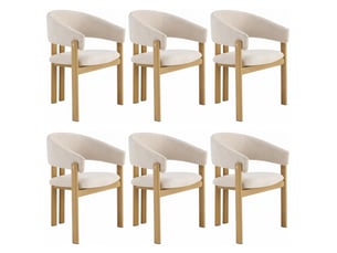 Lot de 6 chaises de salle à manger 61,5x52,5x83 cm métal effet bois beige