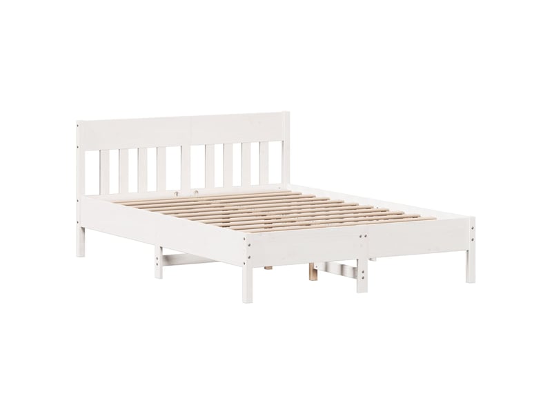  Lit double- lit adulte -  cadre de lit sans matelas blanc 150x200 cm bois de pin massif  - Conforama A