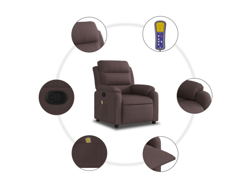  Fauteuil de relaxation tv fonction massage inclinable inclinaison manuelle en tissu marron foncé dec026987  - Conforama E