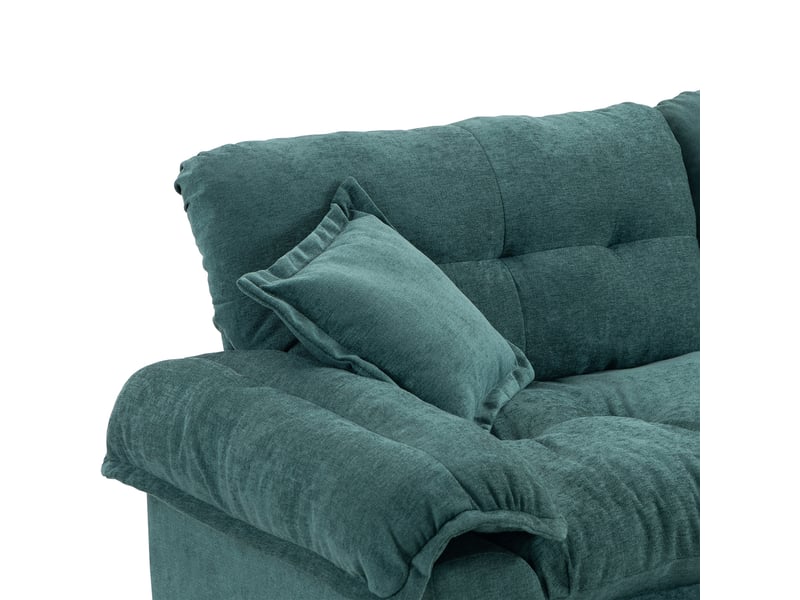 Canapé droit 2 places assise profonde avec double coussin - mousse mémoire, ressorts ensachés, chenille vert - Conforama E