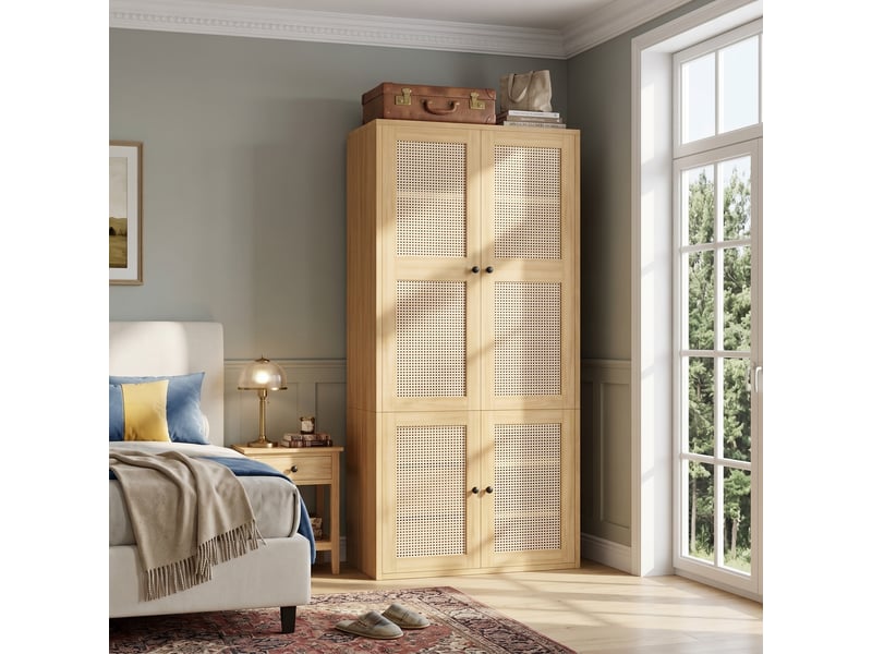  Armoire penderie 90 x 47 x 200 cm - 1 barre de penderie - 3 tiroirs - 4 compartiments de rangement - mdf - fonctionnel - effet bois  - Conforama C