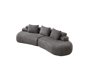 Canapé modulaire 3 places 306x103 cm – gris anthracite – forme incurvée, 3 éléments en chenille entièrement arrondi