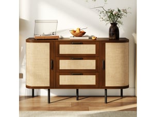 Buffet 2 porte(s)  3 tiroir(s) <strong>WISHDOR</strong> <strong></strong> - 120 cm coloris marron 