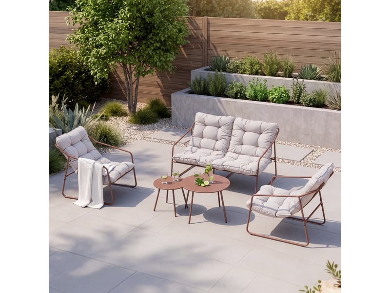  Ensemble de meubles de jardin kivanta 5 pièces rouille beige [en.casa] Kivanta - Conforama B