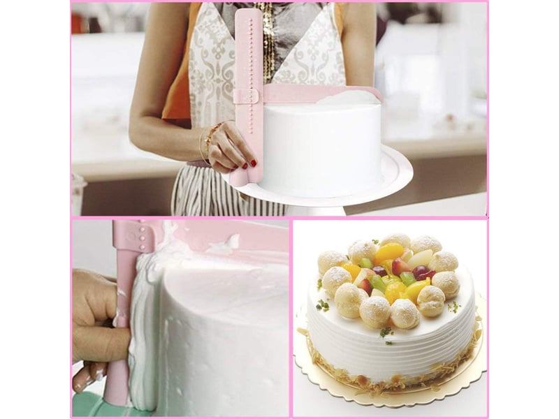  Ensemble de 2 spatules à gâteau pour appliquer le glaçage, outils de décoration réglables, crème, plastique, spatule, fondant, lisseur à gâteau GTR06126 - Conforama E
