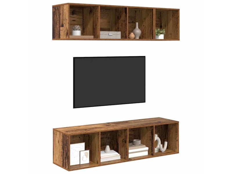  Ensemble meuble tv - banc tv - meuble de rangement 3 pcs bois ancien bois d'ingénierie  - Conforama C