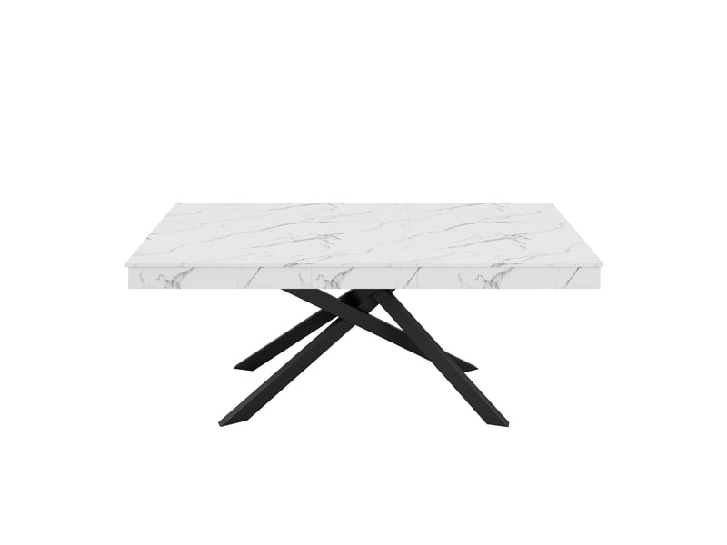  Table à manger extensible 140180 x 80 x 76 cm, 6 à 8 personnes, mdf blanc et pieds métal Fay Lum - Conforama W