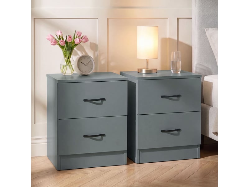  Table de chevet riano, commode de nuit, chambre, 47x40x36cm, set de 2, 2 tiroirs, vert 3332401 - Conforama B