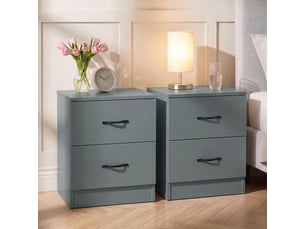Table de chevet riano, commode de nuit, chambre, 47x40x36cm, set de 2, 2 tiroirs, vert