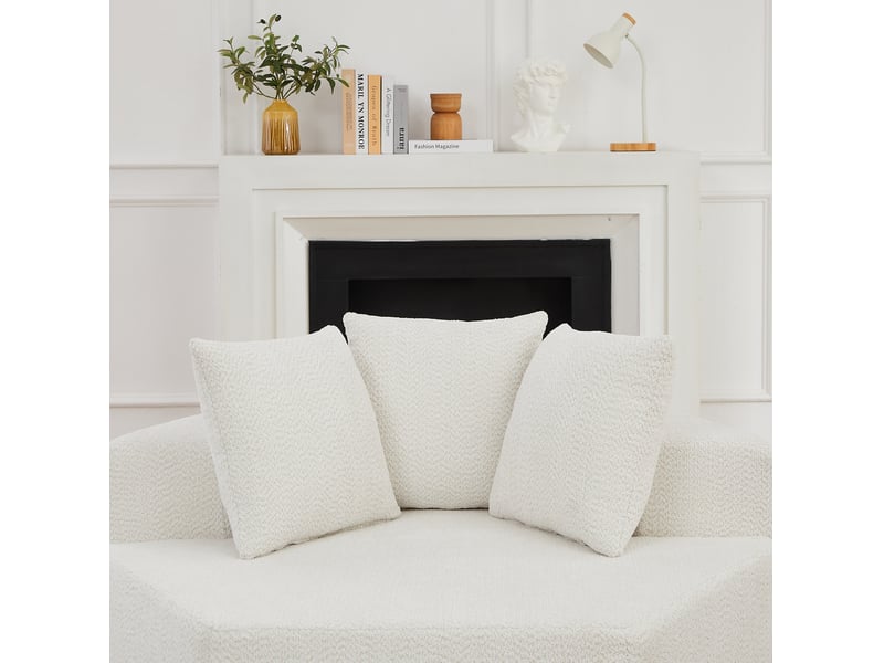  Fauteuils modulables, hexagonaux souples lot de 2, assise de 2 places, tissu chenille, design moderne, coloris beige  - Conforama E
