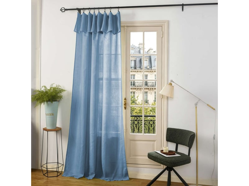 Lot de 2 voilages ajustables + 8 anneaux pince 140 x 270 cm evasion polyester effet lin - Conforama B
