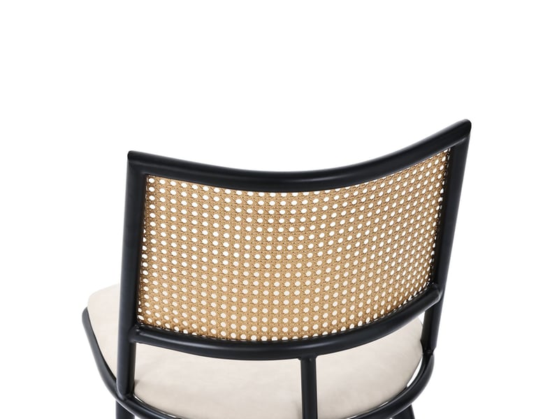  Chaise de salle à manger lot de 6, assise pu chaise rembourrée, dossier en rotin, coloris noir  - Conforama C