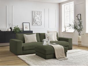 Canapé droit fixe BOBOCHIC LEONARD 4 places Velours vert
