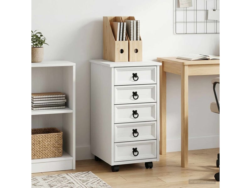  Caisson roulant de bureau avec tiroirs corona blanc shl4260  - Conforama B
