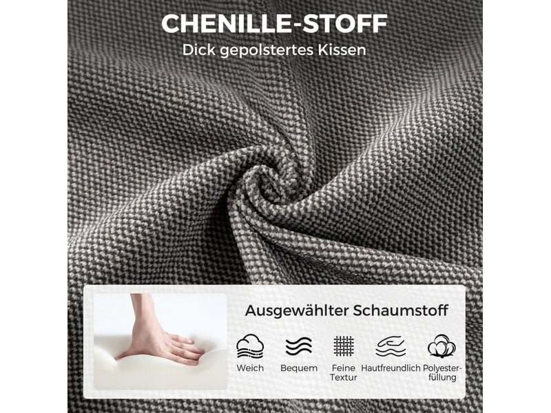  Fauteuil relax pivotant à 360° avec repose-pieds réglable en hauteur et dossier rembourré en chenille grise  - Conforama E