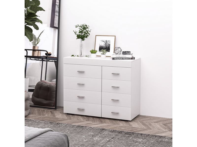  Commode en bois pour chambre, cuisine, salle de bain 90×35×73cm blanc  - Conforama C