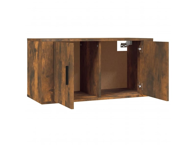  Lot de 2 meuble tv mural, meuble tv suspendu chêne fumé 80x34,5x40 cm  - Conforama E