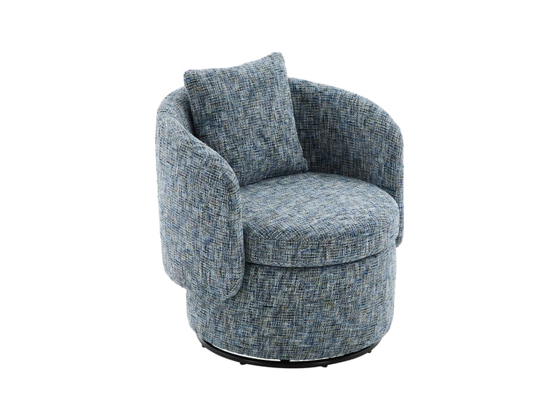  Fauteuil pivotant à 360 degrés avec rangement caché et coussin de dossier, en chenille bleu, 72 × 66,5 × 76 cm  - Conforama A