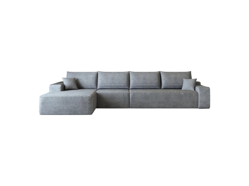  Canapé d’angle modulaire gris 340 cm – chaise longue en l, profondeur d’assise, sans montage  - Conforama A