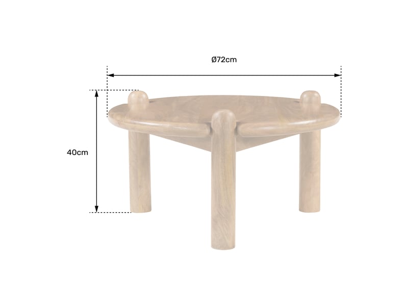  Table basse ronde en bois de manguier massif noire tori  - Conforama E