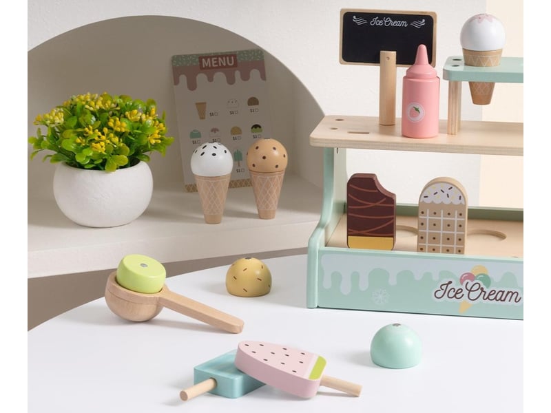  Marchande en bois tooky toy tj119 - stand de glaces 17 pièces 6972633377870 - Conforama B