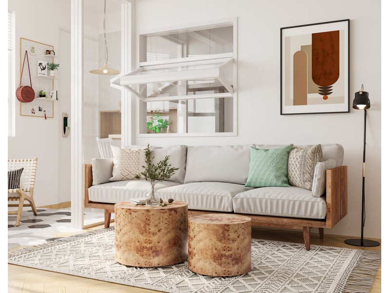 Tables basses imbriquées lot de 2 en bois naturel et mdf  - Conforama W
