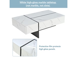 Table basse coloris blanc 105x60x35cm