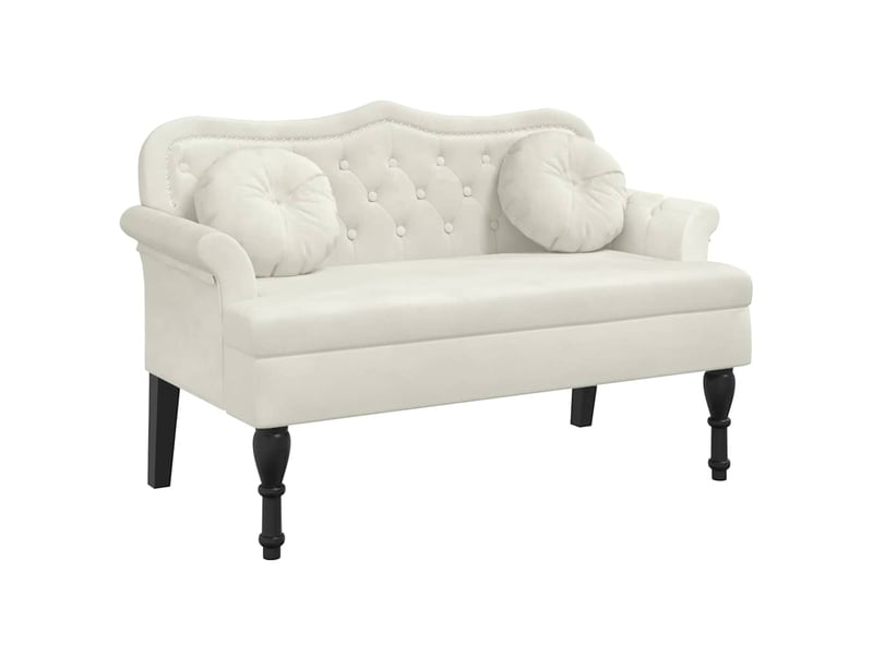  Banc salon, banc interieur avec coussins crème 120,5x65x75 cm velours  - Conforama A
