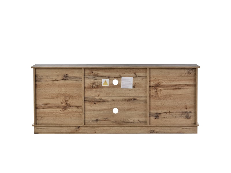  Meuble tv 150x40x60 cm avec portes coulissantes, compatible 65 pouces, marron  - Conforama D