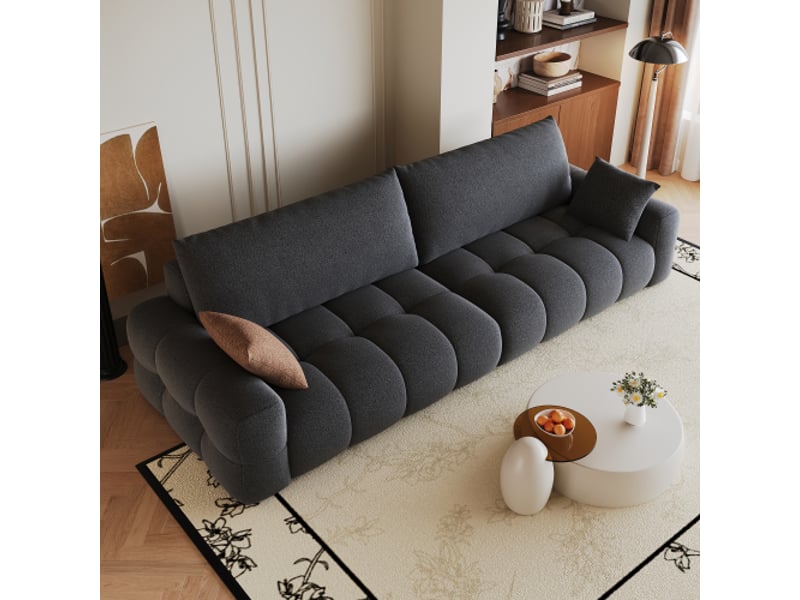  Canapé tissu 260 cm gris clair - modulaire, sans montage, mousse haute densité, profondeur d'assise  - Conforama B