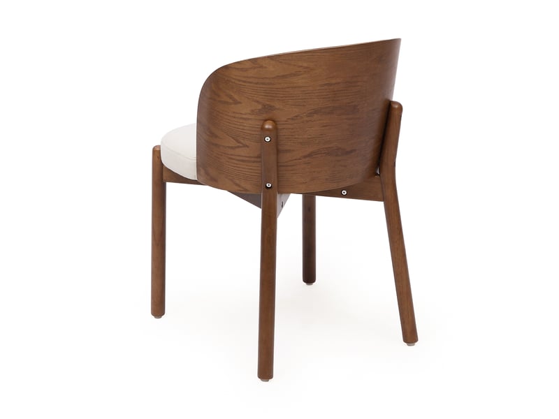  Lot de 4 chaises de salle à manger en bois massif, placage frêne, noyer, tissu lin  - Conforama E