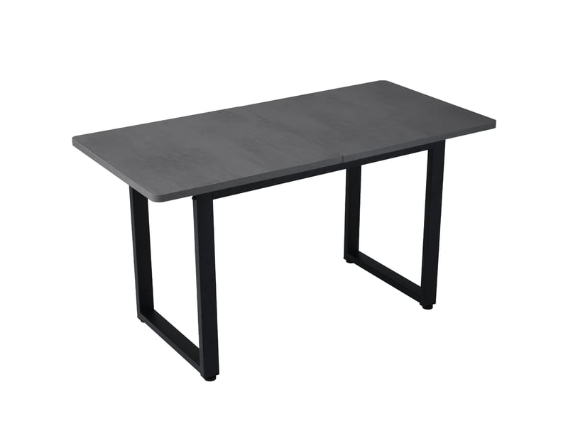  Table à manger 120 x 60 x 75 cm, table rectangulaire avec pieds et métal, coins arrondis, gris et noir  - Conforama A