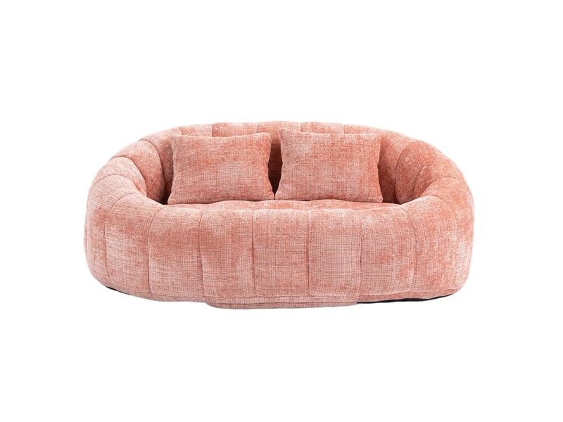  Canapé paresseux confortable fixe 2 places en chenille avec 2 oreillers,150x95x63cm,rose canapé rose - Conforama A