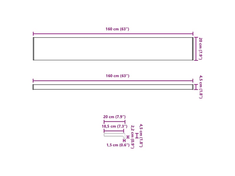  Vidaxl appui de fenêtre blanc 160 x 20 x 4,5 cm pvc  - Conforama C