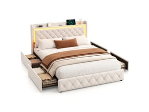 Lit coffre 140x190 cm <strong>KEFSR</strong> <strong></strong> coloris beige