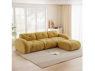 Canapé d'angle réversible fixe MAISENTIEL  3 places Tissu Jaune