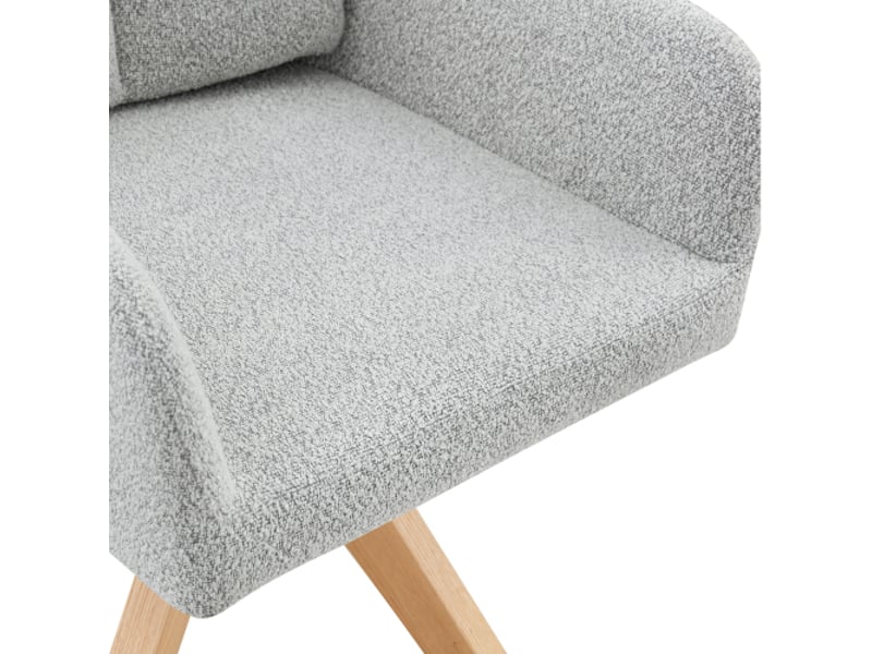  Lot de 2 chaises de salle à manger pivotantes - dossier haut - velours gris clair - pieds bois massif - rotation 360°  - Conforama E