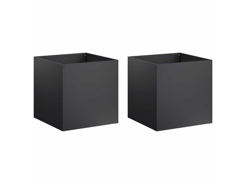  Jardinière - cache-pot de jardin 2 pcs noir 45 x 45 x 45 cm  - Conforama A