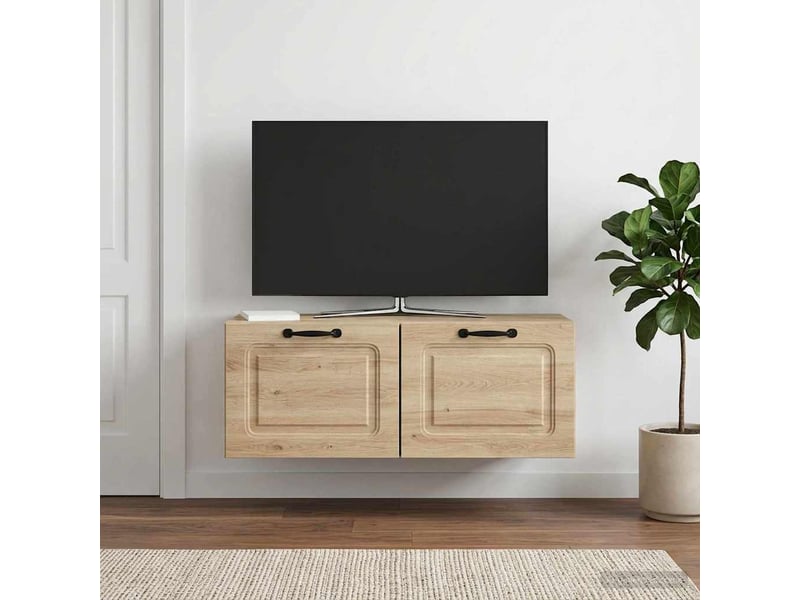  Meuble tv - banc tv - meuble de rangement mural gris béton 78,5 x 31 x 30 cm bois d'ingénierie  - Conforama B