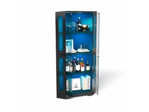 Vitrine haute avec éclairage led, 4 portes en verre trempé, 60 x 60 x 165 cm, noir
