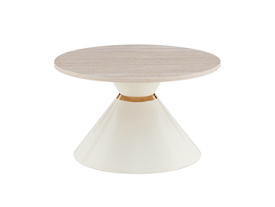 Lot de 2 tables basses gigognes ø70x42.5 cm et ø50x50.5 cm en métal coloris bois