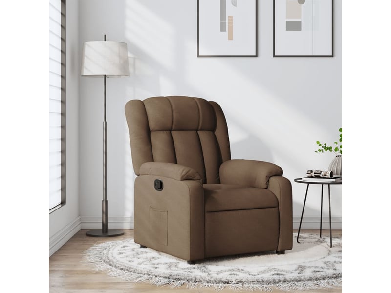 Fauteuil inclinable ; chaise inclinable marron tissu  - Conforama B