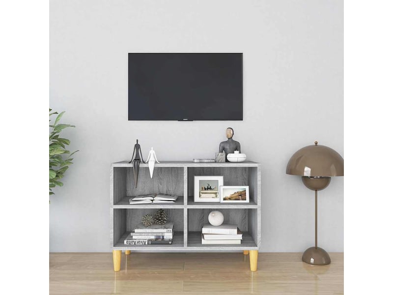  Meuble tv - banc tv - meuble de rangement avec pieds en bois massif sonoma gris 69,5x30x50 cm  - Conforama B