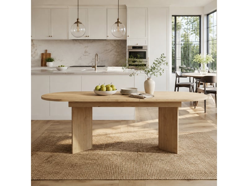 Table de salle à manger extensible pour 6 à 8 personnes, plateau épais et angles arrondis, mdf chêne, 200 × 90 × 75 cm - Conforama D