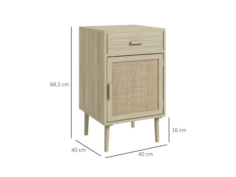  Lot de 2 tables de chevet 40 x 40 x 68,5 cm rangements tiroir étagère réglable moderne scandinave en mélamine chêne 21_0001587  - Conforama B
