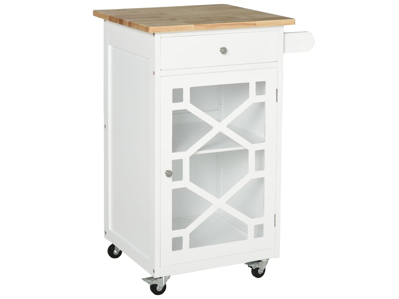  Desserte de cuisine à roulettes avec tiroir et placard mdf blanc 63 x 45 x 86 cm  - Conforama A