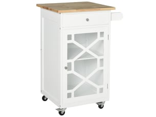 Desserte de cuisine à roulettes avec tiroir et placard mdf blanc 63 x 45 x 86 cm