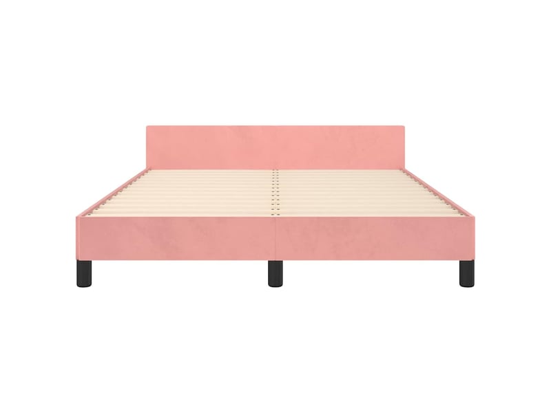  Lit double- lit adulte -  cadre de lit et tête de lit sans matelas rose 140x200cm velours  - Conforama D