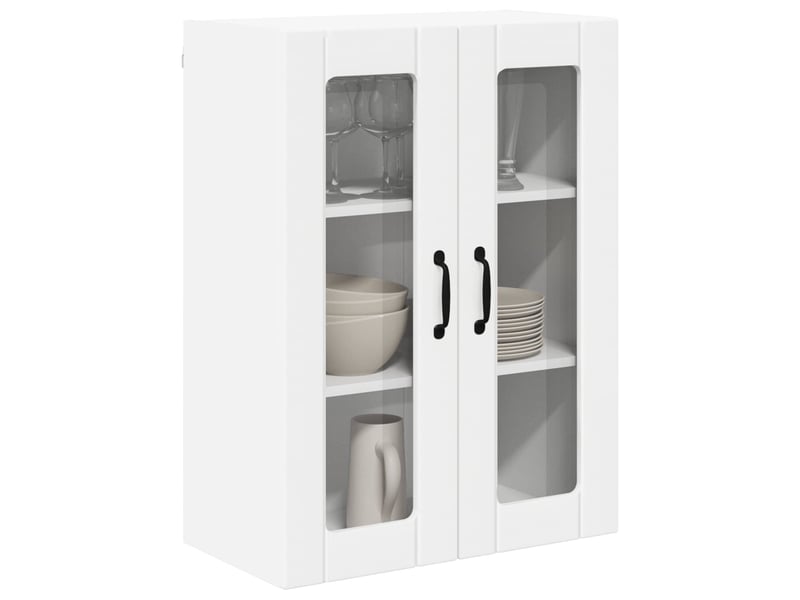  Meuble mural de cuisine, cabinet en verre mural blanc 60x31x80cm shl4864  - Conforama C